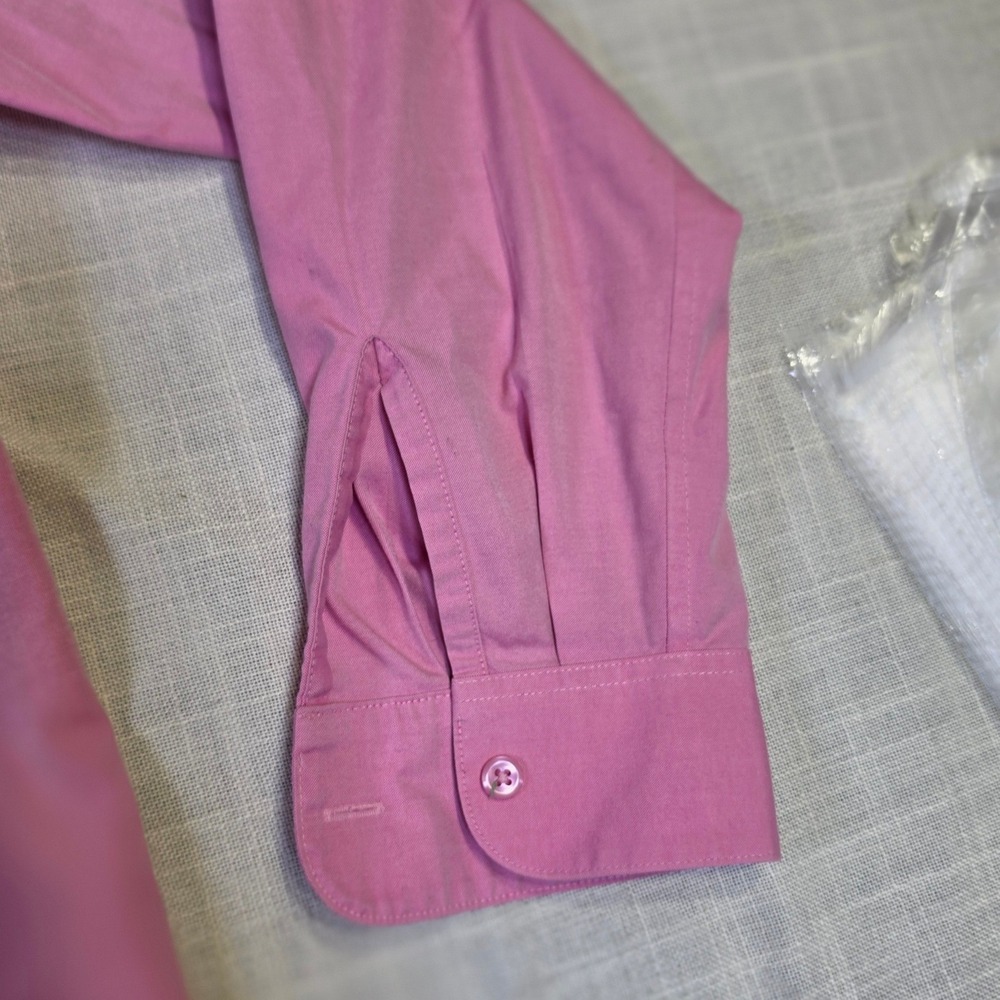 Foxcroft Pink Wrinkle Free 100% Cotton Button Down Shirt Womens 14 Long Sleeve - Picture 4 of 8